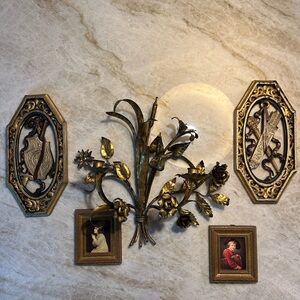 Vintage Italian Framed Pair of Boy/Girl Prints